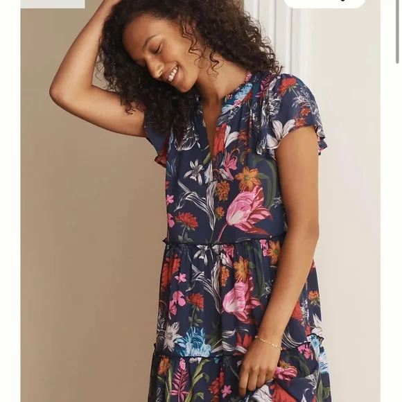 By Anthropologie Ruffle Sleeve Dress - Picture 2 of 6